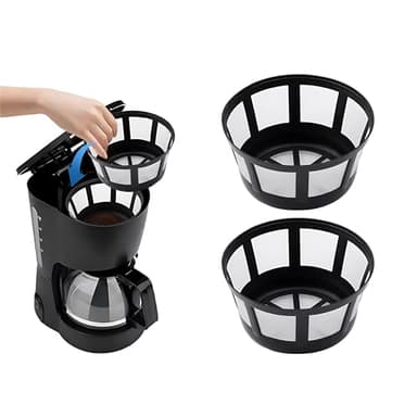 Reusable Coffee Filters 8-12 Cup Basket Coffee Filter 2pcs Nylon Mesh fits Mr. Coffee, Black + Decker, Brewers, Proctor Silex Coffee Makers