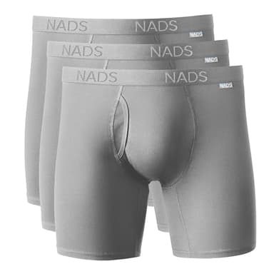 NADS Organic Cotton Boxer Briefs – Soft & Breathable Men's Underwear with Tagless, No-Roll Waistband – No Harsh Chemicals, Hormone-Safe & Non-Toxic Materials to Protect Your Package – Gray 3pk, Medium