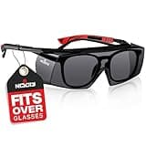 NoCry Tinted Safety Glasses Over Eyeglasses for Men and Women with Anti Scratch Wraparound Lenses — UV400 and ANSI Z87 Certified — Adjustable Temples with Anti-Slip Tips — Great for Shooting
