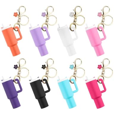 Wchoicsy 8 Pack Mini Tumbler Keychain for Stanley Cup, Mini Cup Keychain Chapstick Holder for Women Girls