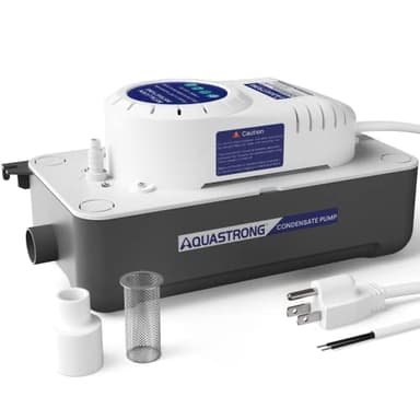Aquastrong HVAC Condensate Pump, 115V/230V, Automatic Safety Switch, AC Condensate Removal for Air Conditioner, Furnace, Dehumidifier, 3.3' Power Cord, 1/38 HP 85 GPH Condensate Tank
