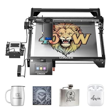 Longer RAY5 40W Laser Engraver with 40000mW power, 24,000 mm/min speed, 3.5" touchscreen, and App offline control. Ideal for engraving metal, wood, acrylic, glass, and leather.