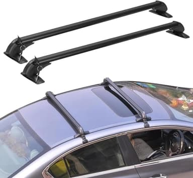 43inch Universal Car Roof Rack, Anti-Theft Lock, Aluminum Rack Cross Bars, Adjustable Window Frame for Bike Kayak Cargo Luggage, 42.91-44.88 inch Distance Between Rain Grooves, 165LBS Load