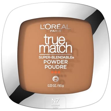 L'Oreal Paris True Match Super Blendable Oil Free Foundation Powder, N7 Medium Deep, 0.33 oz, Packaging May Vary