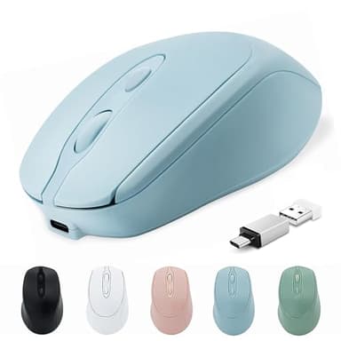 Quntee Wireless Bluetooth Mouse USBC for MacBook Air Laptop, USB C Rechargeable Wireless Mouse Compatible with Mac Desktop/Surface Pro Portable Computer Mice (BT5.2/3.0, 2.4G USB A, Type-C)