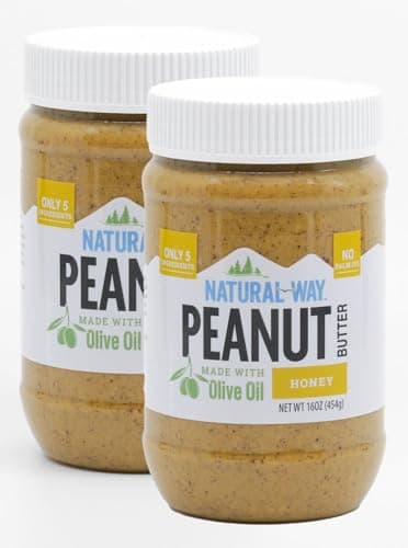 Natural Way Peanut Butter - Made with Olive Oil, No Hydrogenated Oils, Non-GMO, Gluten Free (16 Ounce - 2 Pack, Peanut Butter - Honey)