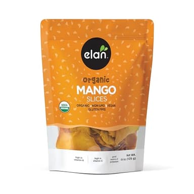 Elan Organic Dried Mango Slices, 4.4 oz, Sulphite-free, No Sugar Added, Non-GMO, Vegan, Gluten-Free, Kosher, Healthy Dried Fruit Snacks
