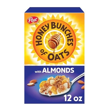 Honey Bunches of Oats with Almonds Breakfast Cereal, Honey Almond Cereal with Oat and Granola Clusters, 12 oz Box