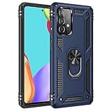 Dionsibei Military Grade Drop Impact for Samsung Galaxy A52 5G Case 360 Metal Rotating Ring Kickstand Holder Armor Heavy Duty Shockproof Case for Galaxy A52 5G/4G Phone Case (Blue)