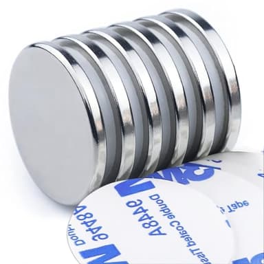 DIYMAG 6 Pack Strong Magnets with Double Sided Adhesive Backing, 1.26"x0.12" Round Permanent Powerful Neodymium Disc Rare Earth Magnet for Fridge Classroom DIY Building Scientific Craft and Office