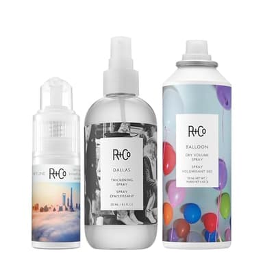 R+Co SKYLINE Dry Shampoo Powder, DALLAS Thickening Spray & BALLOON Dry Volume Spray Bundle – Refresh, Volume & Texture Hair – Vegan & Cruelty-Free Hair Care