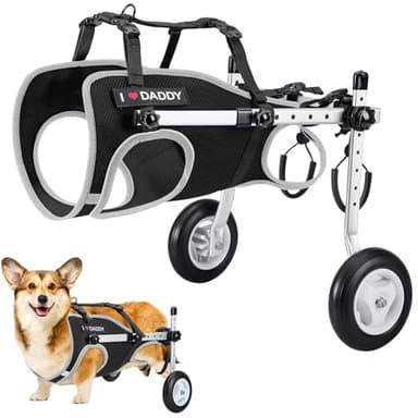 Nasjac Dog Wheelchair for Back Legs - Lightweight Portable Wheelchair with Reflective Stripes, Adjustable Pet Wheelchair Cart for Senior, Arthritis, Paralyzed, Injured, or Disabled Dogs (Black, M)