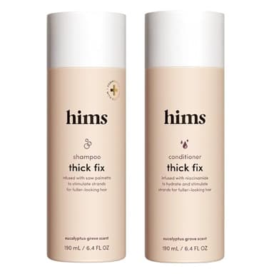 hims Thick Fix Shampoo & Conditioner Set - Saw Palmetto for Healthy Hair Growth & Thickening - Scalp Cleansing - Vegan, Sulfate-Free & Cruelty-Free - Eucalyptus Scent, 6.4 fl oz