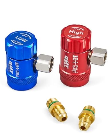 OMT R1234yf Quick Coupler, Quick Connect R1234yf Adapters & AC Hose Fitting Connectors, HP LP R1234yf Couplers for Air Conditioning Evacuation and Recharging, 1/4" Flares, Set of 2