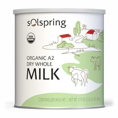 Dr. Mercola Solspring Organic A2 Dry Whole Milk - Powdered Milk with A2 Beta-Casein for Less Digestive Discomfort - Organic, Gluten-Free & Soy-Free - Original Flavor - 17.4 oz (15 Servings)