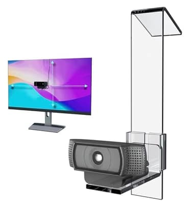 PlexiCam Pro V2 | Center Screen/Middle Screen Webcam Mount | Position Any Webcam (Not Included) Anywhere/Any Screen (Laptops-32) | Tripod gooseneck teleprompter Alternative for Eye Contact Audience