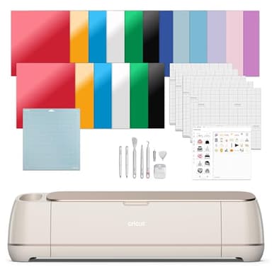 Cricut Maker 4 - Smart Cutting Machine (Seashell) | Engagement Bundle - Includes Smart Vinyl, Cardstock, Transfer Tape, Iron On HTV, Mat, Pens, Tool Kit, & 30 Images in Design Space App
