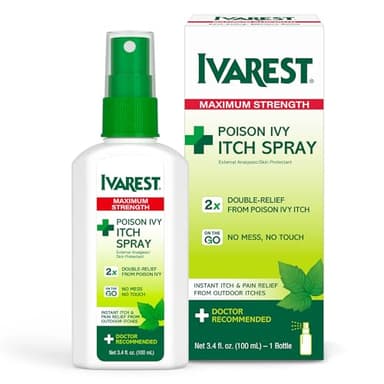 Ivarest Poison Ivy Itch Spray, Maximum Strength Poison Ivy Relief, Treatment, Poison Oak, Poison Sumac, Insect Bite Itch Relief, Fast Itch Relief, 3.4 Fl Oz