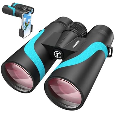 15x55 UHD Binoculars for Adults High Powered with Phone Adapter - Large View, BAK4 Prism, Waterproof, Lightweight for Bird Watching, Hunting, Cruise, Travel, Sports (Blue)