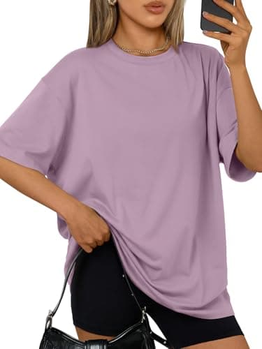 Trendy Queen Women's Oversized Tee, Comfy Fabric Loose Fit, All-Day Cozy for Gym, Lounge & Office, Versatile Casual Wear DarkPink L
