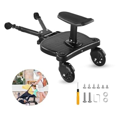 Universal Stroller Board - Stroller Attachment for Toddler to Ride,Detachable 2 in1 Sit and Stand Toddler Stroller Connectors,Holds Children Up to 55 LBs Stroller Seat Attachment.(Black)