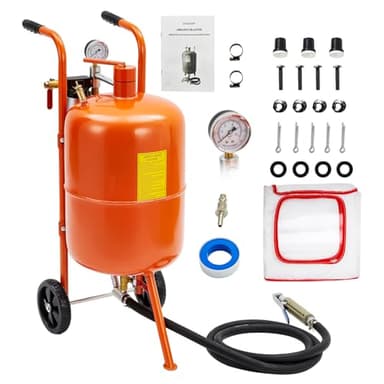 10 Gallon Sandblaster, 60-110 Psi Pressure Air Sand Blasting Kit, Portable Abrasive Blaster with 4 Ceramic Nozzles & Oil-Water Separator for Paint, Stain, Rust Removal