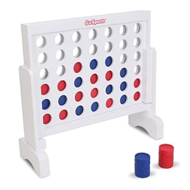 GoSports Premium 4 in a Row Game - Choose Between Classic White or Dark Stain - 1 Foot Width – with Connect Coins, Portable Case and Rules