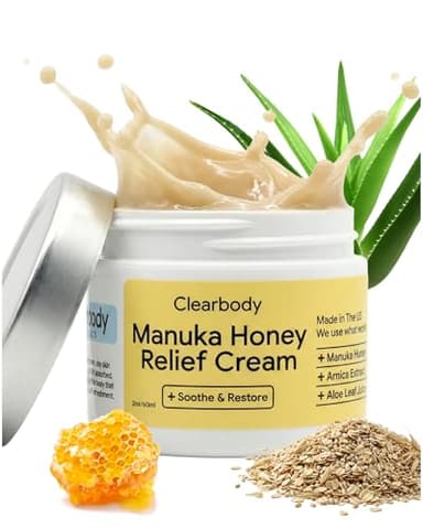 Clearbody Organics Manuka Honey Cream - 2 Fl Oz - Soothing Eczema Cream - Deep Hydration with Colloidal Oatmeal - Instant Manuka Relief for Dry, Itchy Skin