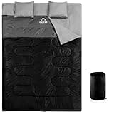 oaskys Double Sleeping Bag for Adults with 2 Pillows - Queen Size XL Waterproof Sleeping Bag for All Season Camping Hiking Backpacking 2 Person Sleeping Bags for Cold Weather & Warm