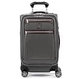 Travelpro Platinum Elite Softside Expandable Carry on Luggage, 8 Wheel Spinner Suitcase, USB Port, Suiter, Men and Women, Vintage Grey, Carry On 21-Inch