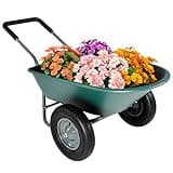 2 Wheel Wheelbarrow, 330 Pounds Capacity Yard Cart with Padded Handlebar, 14 Inch Pneumatic Tires for High Stability, Ideal for Moving Soil, Plant Shrub, Gardening Tool, Easy Assembly
