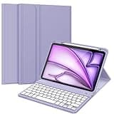 Fintie Keyboard Case for iPad Air 11-inch M3 (2025) / M2 (2024), iPad Air 5th (2022) / 4th Generation 10.9 Inch - Soft TPU Cover w/Magnetically Detachable Bluetooth Keyboard, Lilac Purple