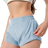 Artrello Athletic Shorts for Women Running Shorts with Liner, Quick Dry Active Workout Gym Shorts with Pockets 2.5 Inch（Light Blue,X-Small