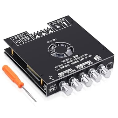 ZK-HT21 Bluetooth Amplifier Board 160W×2+220W Subwoofer 2.1 Channel Audio Amplifier Bluetooth Module with Treble and Bass Control,AUX/Bluetooth/USB Inputs for Passive Speakers