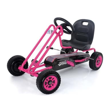 hauck Kids Pedal Go Kart, 4 Wheel Bike Cart, Ride for Ages 4-8, Pink - Outdoor Bicycle Karts with Plastic Wheels for Boys and Girls