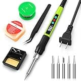 Soldering Iron Kit, 100W Soldering Gun with LED Digital Display, Adjustable Temperature 356-932℉ Solder Kit for Electronics, Includes Soldering Iron Tip, Solder Wire, Stand, Tweezers and Paste, Green