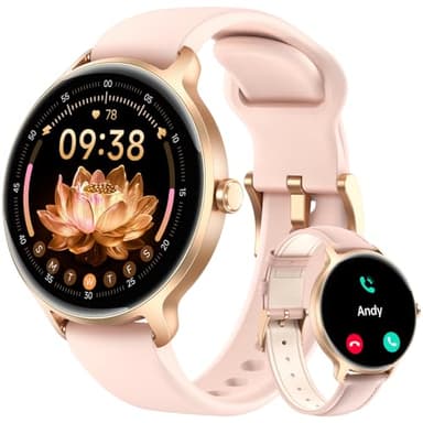 Smart Watch for Women, 1.27" AMOLED Screen Smartwatch with Answer/Make Call for iPhone/Android/Samsung, Fitness Tracker with 120+ Sport Modes, Heart Rate/Sleep/Health Monitor, IP68 Waterproof, 2 Bands