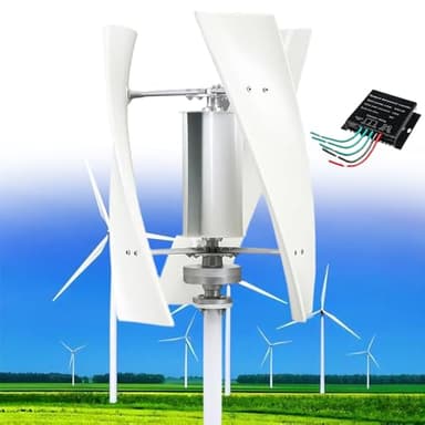 Fablestoryem 14000W Wind Turbine Generator Kit with MPPT Controller,12V/24V/48V/110V/220V Wind Turbine Vertical Wind Generator Kit, Electricity Producer Equipment, Home Power Energy Kit,White-12V