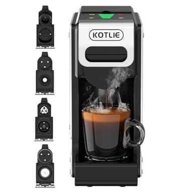 ST-550 4-in-1 Espresso Capsule Coffee Machine, Single Serve Coffee Maker for K*Cup/Nespresso/Dolce Gusto/Ground Coffee, 19Bar, 1L, Silver