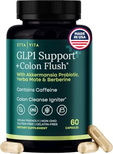Colon Cleanse + GLP-1 Supplement Weight Loss & Energy - Appetite Suppressant & Fat Burner for women and men with Berberine, Yerba Mate, Psyllium Husk, Senna Leaf, Lemon, Black Garlic - Digestive Broom