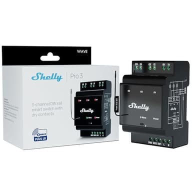 Shelly Wave Pro 3 US LR | Z-Wave Long Range 3-Channel Smart Relay Switch with Dry Contacts| DIN-Rail | Home Automation | High Compatibility | Easy Installation | iOS Android App