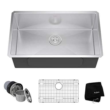 KRAUS Standart Pro 30 -inch Undermount Single Bowl 16 Gauge Stainless Steel Kitchen Sink, KHU100-30