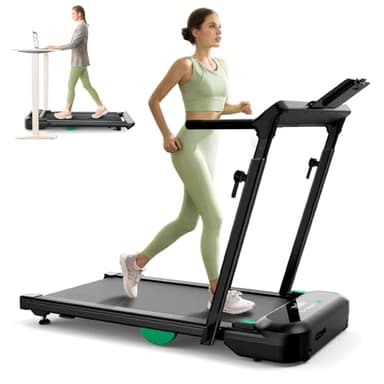 UREVO Foldimix 5 Treadmills for Home, Walking Pad with Adjustable Handle Bar, Multi-Functional Workstation Treadmill, Dual Brushless Motorized, 14-Point Shock Absorption, Compact Design