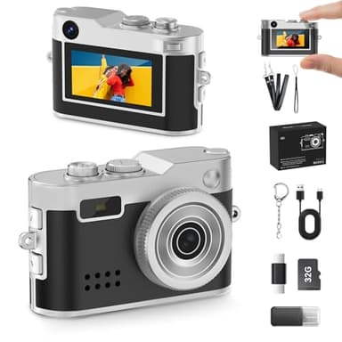 Mini Keychain Camera, 1080P & 2MP Retro Aesthetic, 32GB Memory, Pocket-Sized Vintage Camera, Bag Charm, Birthday Gift