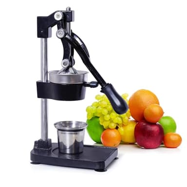 Manual Cast Iron Citrus Juicer,Commercial Hand Press,Heavy Duty Countertop Squeezer for Fresh Orange Lemon Juice,Stable When Pressed,Easy to Use & Clean (black)