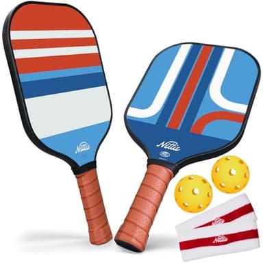 Nettie Pickleball Paddles Set of 2, USAPA Approved Carbon Fiber Pickleball Paddles, 13mm Polymer Core Pickle Ball Rackets 2 Pack for Intermediate, Stylish Pickleball Gifts