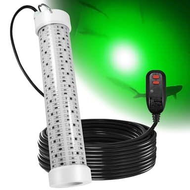 Goldlife 400W LED Green Underwater Fishing Light, 12Inch 100ft Cable丨110V GFCI Safety Plug丨IP69K Submersible Attractants Light丨for Docks/Boats/Kayaks丨for Fresh & Salt Water Fishing