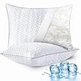Cooling Pillows Queen Size Set of 2, Shredded Memory Foam Pillows, Adjustable Firm Bed Pillows Cool Cold Pillow for Hot Side Back Stomach Sleepers with Removable Washable Cover, 20" x 30", White
