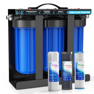 RV Water Filter System, 0.01 Micron RV Water Filtration System, 5-Stage PP+CTO+UF Filtration,Filters Out Sediments, Chlorine, Vocs, Heavy Metals, Odors for Pure Drinking Water, 1" Inlet/Outlet