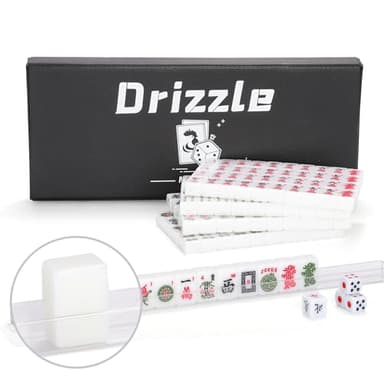 drizzle American Travel Mahjong Set Mini 20mm with Instructions - Portable 166 Tiles - for Beginners with 4PCS Racks 2 Pounds - Mah-Jong Game 麻将